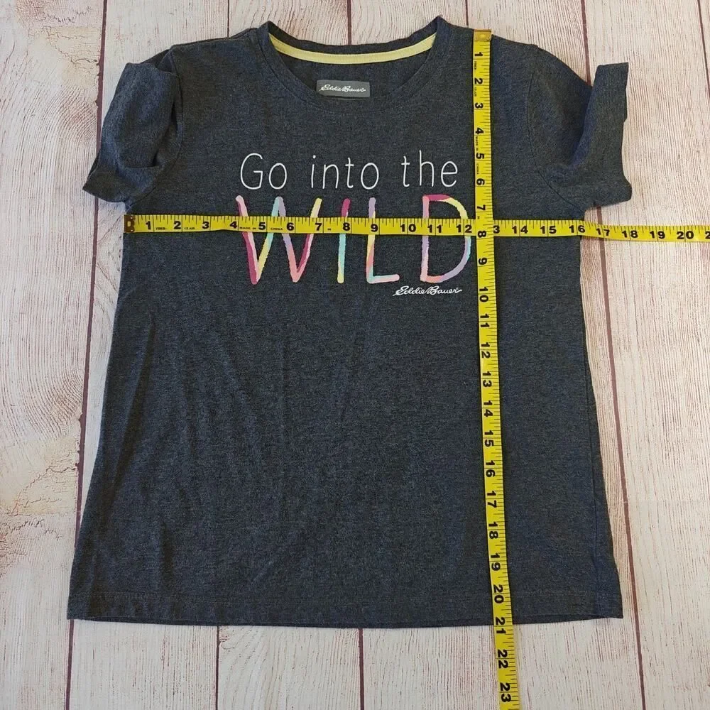 Eddie Bauer gray graphic tee & leopard legging set sz L (14/16)